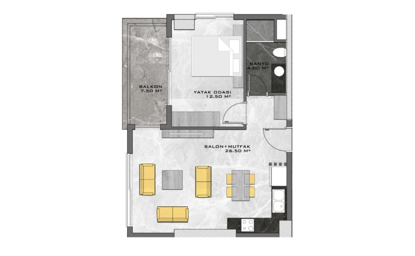 Пример квартиры с планировкой 1+1